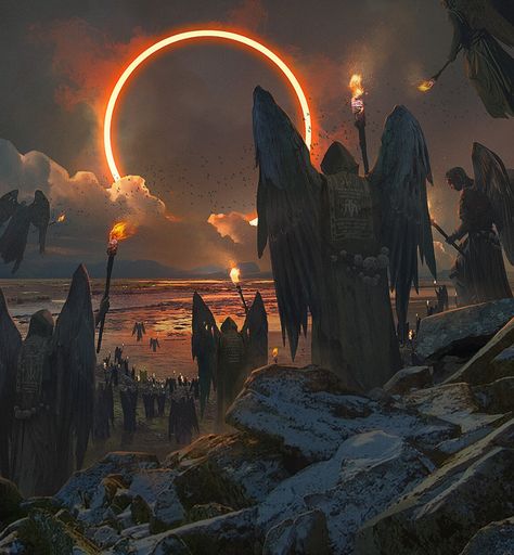 ArtStation - Eclipse, Alexey Egorov Alexey Egorov, Arte Cyberpunk, Fantasy Concept Art, Cyberpunk Art, Angels And Demons, Environment Concept Art, Dark Souls, Fantasy Artwork, Fantasy Landscape