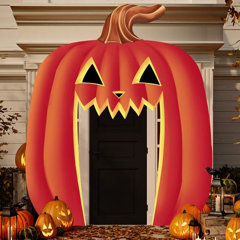 PRICES MAY VARY. Polyester Eye Catching Design: the Halloween door banner features an exquisite pumpkin shaped outdoor decoration design, adding a unique scare to your Halloween festivities; The scary pumpkin design curtain with its sharp teeth is sure to make your entrance the most terrifying this Halloween Quality Material: this Halloween large door banner is made out of polyester material, ensuring its durability and colorfastness; It will not fade or tear easily, allowing you to reuse it for Pumpkin Archway, Door Decorations Halloween, Scary Pumpkin Designs, Front Door Decorations, Halloween Front Door Decorations, Halloween Crafts Decorations, Halloween Door Decorations, Scary Pumpkin, Sharp Teeth