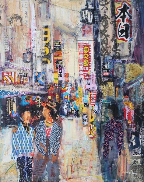 Urban Art Painting, City Collage, Collage Landscape, Art Alevel, Collage Art Projects, Paper Collage Art, Abstract City, Tokyo Street, Collage Art Mixed Media