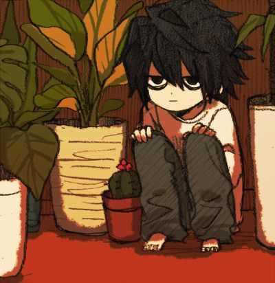 L Wallpaper, Images Kawaii, L Lawliet, Dessin Adorable, On The Ground, Cartoon Art Styles, A Boy, Otaku Anime, Cartoon Art