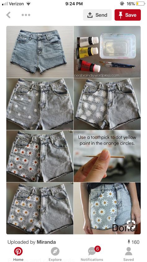 Diy Clothes Jeans, Denim Hacks, Diy Daisy, Jean Diy, Painted Shorts, Shorts Diy, Diy Shorts, Diy Vetement, Diy For Men