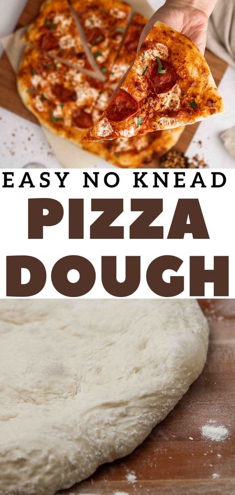 This no knead pizza dough is simple and perfect for those days where you don't want to use the mixer. This once bowl pizza dough is fluffy, cripsy and taste amazing! You'll be surprised that this lazy girl pizza recipes makes the best wood-fire style pizza in your regular oven too! Top it with your favorite toppings and bake to perfection. #noknead #pizzadough #homemade #fromscratch Active Yeast Pizza Dough, Making Pizza With Store Bought Dough, Pizza Dough Recipe Active Dry Yeast, Homemade Pizza Dough With Active Dry Yeast, Perfect Pizza Crust, No Knead Pizza Dough, Pizza Dough From Scratch, 70% Hydration Pizza Dough Recipe, Lifestyle Of A Foodie