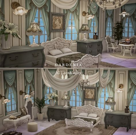 Acnh Throne Room, Acnh Elegantcore, Bloxburg Victorian House, Royal Animals, Royal Room, Fancy Bedroom, Animal Crossing 3ds, Ac New Leaf, Palace Interior