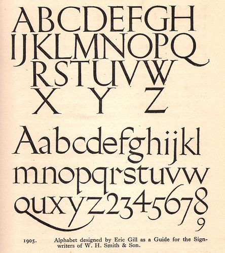 Eric Gill - typeface or alphabet designed for W H Smith & Sons shops, c1925 by mikeyashworth, via Flickr Eric Gill, Gill Sans, Sign Writer, David Carson, Design Alphabet, Herb Lubalin, Online Logo Design, Typeface Font, Letter Form