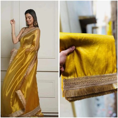 Bollywood Collection🌼 Banarasi Tissue Silk Saree with Heavy Lace Work Plain blouse With Lace Border *Rs -: 1600 + Shipping* Excellent quality Can be customised in any Colours We Bring Only Most Unique Collection For you🛍️ Plain Saree With Heavy Border, Plain Tissue Sarees, Plain Saree With Lace Border, Plain Saree With Border, Saree Lace Border, Plain Saree With Heavy Blouse, Heavy Blouse, Tissue Silk Saree, Dresses Traditional