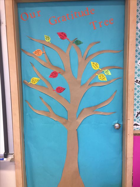 Grateful Bulletin Board, Gratitude Board Classroom, Gratitude Classroom Display, Gratitude Gathering, Bulletin Boards For School, Gratitude Tree Bulletin Board, Attitude Of Gratitude Bulletin Board, Boards For School, Tree Bulletin Board Ideas