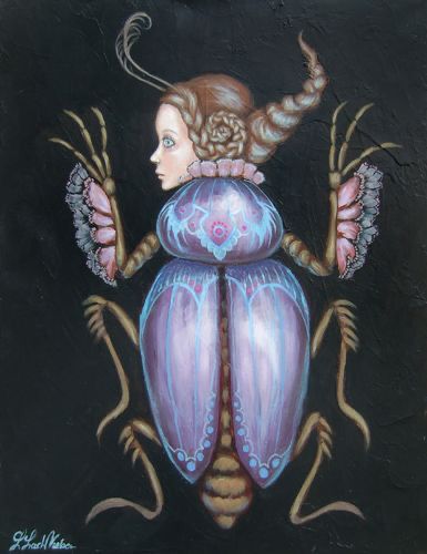 Lisa Lach-Nielsen | "Beetle Girl" Beetle Girl, Pop Surrealism, Big Eyes, Surrealism, Paintings, Novelty Christmas, Christmas Ornaments, Holiday Decor