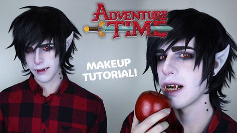 Marcilene Adventure Time Costume, Marceline Cosplay Costumes, Marshall Lee Costume, Lsp Adventure Time Makeup, Halloween Costumes Adventure Time, Marshall Lee Cosplay, Pb And Marceline Cosplay, Adventure Time Cosplay, Cosplay Makeup Tutorial