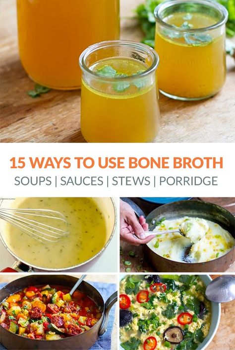 Storing Bone Broth In Freezer, How To Cook With Bone Broth, Beef Broth Uses, Bone Broth Pasta Sauce, Kettle And Fire Bone Broth Recipes, Recipes That Use Beef Broth, Recipes Using Bone Broth, Broth Diet, Bone Broth Soup