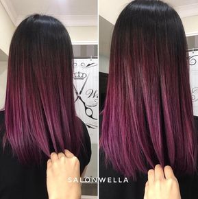 Black-Burgundy-Purple Fade Burgundy Hair Dark, Shades Of Burgundy Hair, Dark Pink Hair, Plum Hair, Hair Color Burgundy, Hair Streaks, Hair Dark, Shades Of Burgundy, Hair Color Purple