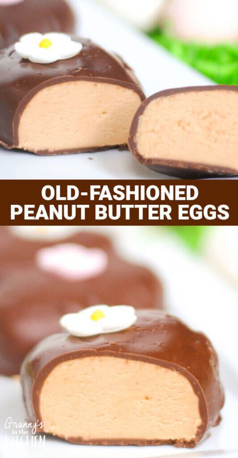 Old-Fashioned Peanut Butter Eggs Peanut Eggs, Homemade Peanut Butter Eggs, Peanut Butter Eggs Recipe, Chocolate Easter Eggs, Peanut Butter Eggs, Homemade Candy, Easter Specials, Amazing Desserts, Candy Recipes Homemade