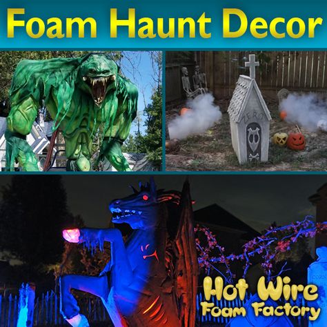 Styrofoam Halloween Decorations, Spray Foam Halloween Decorations, Halloween Outdoors, Haunted Props, Foam Factory, Expanding Foam, Halloween Props Diy, Diy Upcycle, Horror Halloween