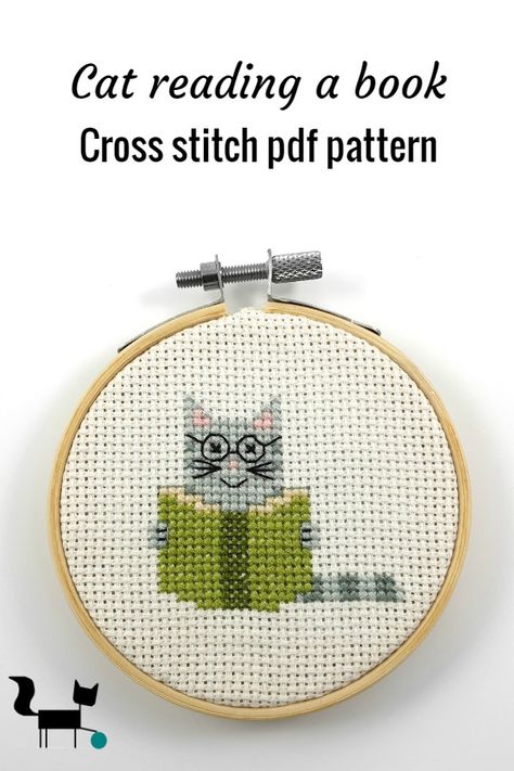 Book Cross Stitch Pattern, Bookmark Crochet Tutorial, Cat Reading A Book, Book Cross Stitch, Bookmark Easy, Bookmark Crochet, Colourful Cross Stitch, Cat Cross Stitches, Crochet Butterfly Pattern