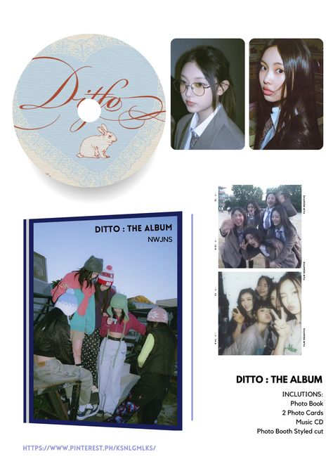 Kpop Photobook Design, New Jeans Ditto Photocard, Newjeans Photobook, New Jeans Omg Album Cover, New Jeans Ditto Posters, Newjeans Album Covers Fanmade, Ditto Album Cover, Kpop Album Newjeans, Ditto Album Cover Fanmade