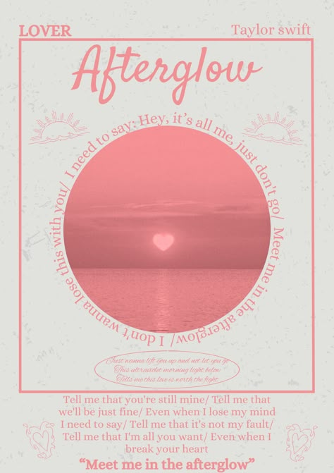 Afterglow Taylor Swift Wallpaper, Lover Room Taylor Swift, Lover Poster Taylor Swift, Afterglow Taylor Swift Lyrics, Pink Taylor Swift Poster, Lover Tracklist, Afterglow Aesthetic, Taylor Swift Afterglow, Afterglow Taylor Swift