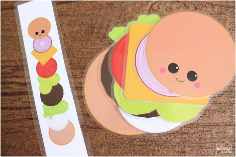 This build a burger set allows your child creativity in building their own burger and teachable moments for parents with the burger pattern sets. Burger Printable, Easy Card Games, Build A Burger, Busy Bag Ideas, Toddler Busy Bags, Quiet Time Activities, Card Games For Kids, Busy Boxes, Free Printable Activities