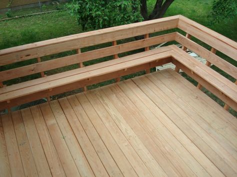 decks with bench as railing | Evergrain Deck & Rail w/ 4" Sq. Wire Panels : Weathered Wood Deck Bench Seating, Deck Bench, Outdoor Bench Seating, Deck Remodel, Deck Seating, Patio Deck Designs, Wooden Deck, Deck Designs Backyard, Deck Railing