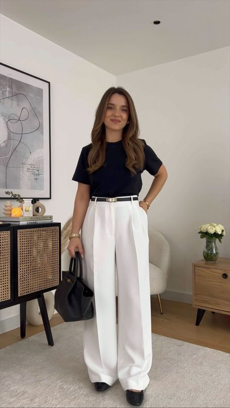 Timeless Pleated Wide-Leg Dense … curated on LTK White Wide Leg Pants Outfit Dressy, Pants Wide Leg Outfit, White Wide Leg Trousers Outfit, Wide Leg Pants Outfit Dressy, Wide Legged Pants Outfit, White Wide Leg Pants Outfit, Pants Outfit Dressy, Wide Leg White Pants, Outfits Wide Leg