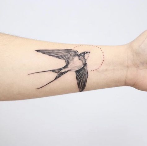 Swallow Tattoo Meaning, Bird Hand Tattoo, Swallow Tattoo Design, Swallow Bird Tattoos, Bird Tattoos Arm, A Small Tattoo, Vogel Tattoo, Elements Tattoo, Swallow Tattoo