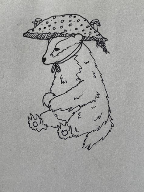 Badger Tattoo Simple, Badger Tattoo, Mushroom Tattoo, Mushroom Tattoos, Mushroom Hat, Tattoo Simple, Simple Tattoos, Badger, Tatting