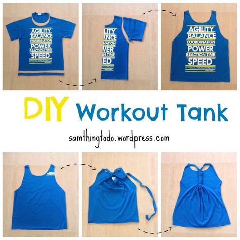 Diy Workout Tank, Shirt Crafts, Shirts Diy, Diy Workout, Diy Tank, Diy Clothes Refashion, Recycled Clothing, Oufits Casual, Oversized Shirts