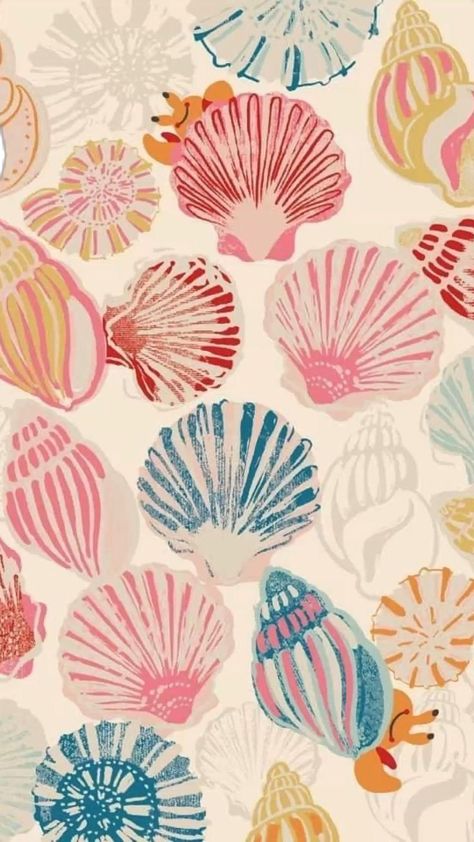 Coastal Cottage Wallpaper, Pink Beachy Wallpaper, Summer Lockscreen Iphone, Beachy Wallpapers Pink, Pink Fish Wallpaper, Cute Phone Backgrounds, Seashell Background Iphone Wallpapers, Seashell Phone Wallpaper, Summer Lockscreen