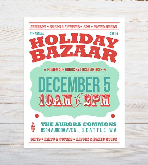 holiday bazaar poster design by Heth Design Bazaar Poster Design, Bazaar Poster, Market Poster, Bazaar Ideas, Chili Cook Off, Savoury Baking, Church Events, Holiday Market, Craft Markets