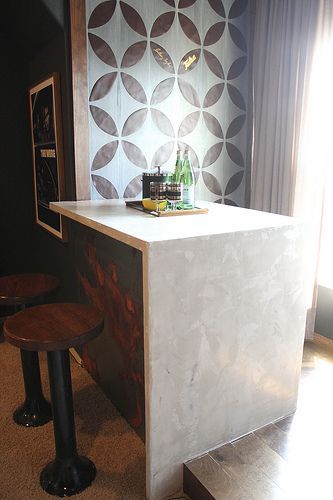 DIY waterfall edge concrete marble look countertops with Ardex Feather Finish in gray and white Ardex Feather Finish, Concrete Waterfall, Concrete Marble, Diy Waterfall, Waterfall Countertop, Kitchen Countertop Options, Diy Kitchen Backsplash, Concrete Countertop, Home Bar Design