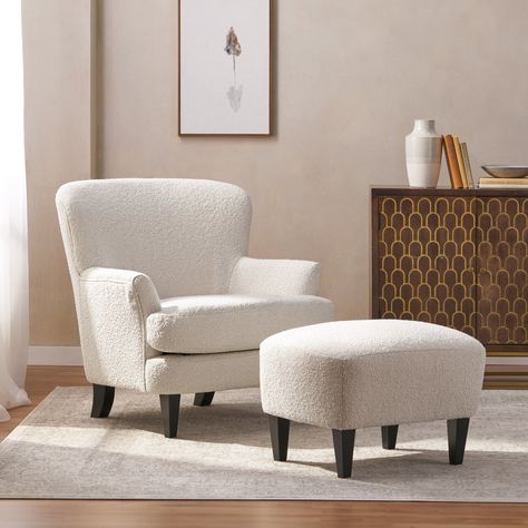 Armchair And Ottoman, Armchair With Ottoman, Chair And Ottoman Set, Upholstered Armchair, Ottoman Set, Noble House, Bedroom Chair, Upholstered Arm Chair, Club Chair