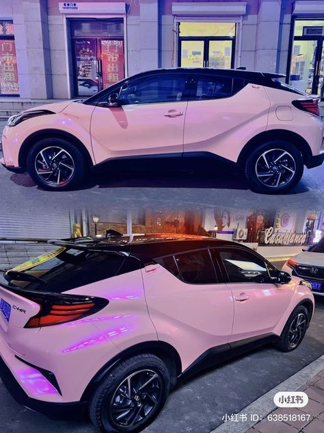 Pink Suv Car, Pink Car Wrap Ideas, Girly Car Exterior, Pink Toyota Corolla, Cute Car Wraps, Suv Car Wrap, Wrapped Suv, Pink Wrapped Car, Pink Corolla