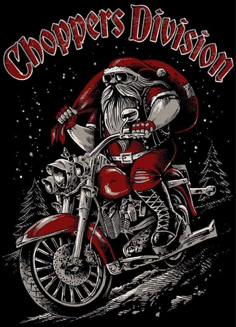 Santa On Motorcycle Christmas, Santa On A Motorcycle, Biker Christmas, Christmas Motorcycle, Phoenix Bird Art, Motorcycle Christmas, Harley Davidson Artwork, Motor Art, Motos Harley