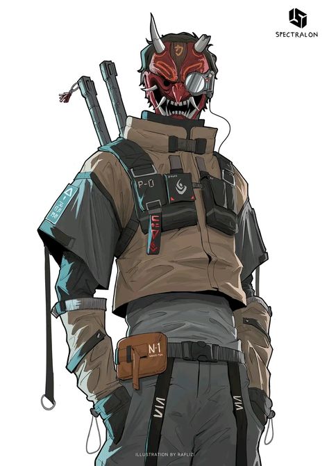 Urban Ninja Concept Art, Cyberpunk Bounty Hunter Character Design, Swat Concept Art, Cyberpunk Japanese Character Design, Cyberpunk Scavenger, Cyberpunk Nomad Character Art, Modern Ninja Concept Art, Trickster Character Design, Agent Character Design