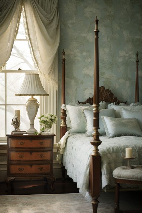 Antique Room Decor | Antique Room Decor Bedroom Antique Room Ideas, Room Decor Antique, Antique Room Decor, Textiles Inspiration, Antique Room, Green Bedroom Design, Future Bedroom, Cozy Cottages, Sims Houses