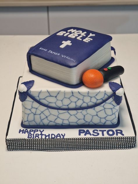 Pastor Anniversary Cake Ideas, Happy Birthday Pastor Cake, Cakes For Pastors, Bible Cake Birthday, Bible Cake Ideas For Pastor, Pastor Birthday Cake, Pastor Appreciation Cake Ideas, Bible Cake Ideas, Bible Birthday Cake