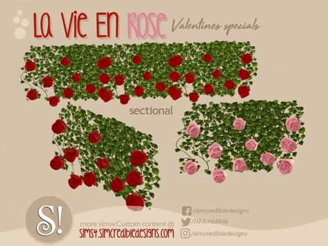 Sims 4 Rose Cc, Hanging Roses, Wall Of Roses, Sims 4 Hair Male, Die Sims 4, Cc Sims4, Sims 4 Clutter, Free Sims, Rose Vines