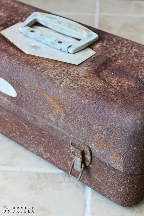 Create an interesting and beautiful flower planter using an old repurposed toolbox! Not sure how? Let me show you in today's tutorial NOW! Old Metal Tool Boxes Repurposed, Metal Tool Box Repurposed, Old Tool Boxes Repurposed, Rusty Tools, Old Tool Boxes, Wood Tool Box, Metal Tool Box, Summer Porch, Succulent Gardening