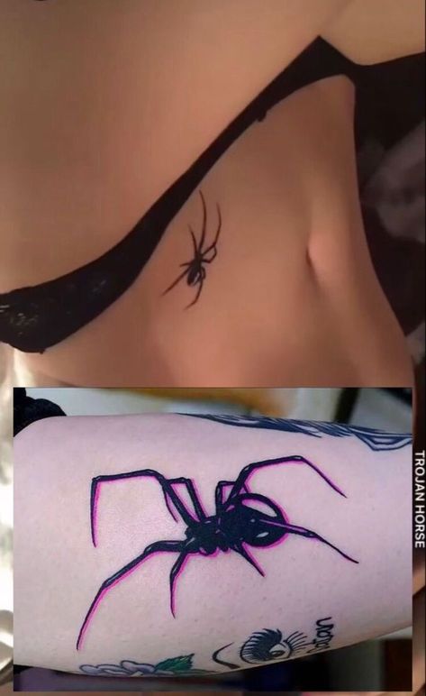 Tattoo Baddie, Tattoo On Hip Bone, Spider Tattoos, Stomach Tattoos Women, Saved Tattoo, Sharpie Tattoos, Hip Tattoos Women, Petite Tattoos, Up Tattoo