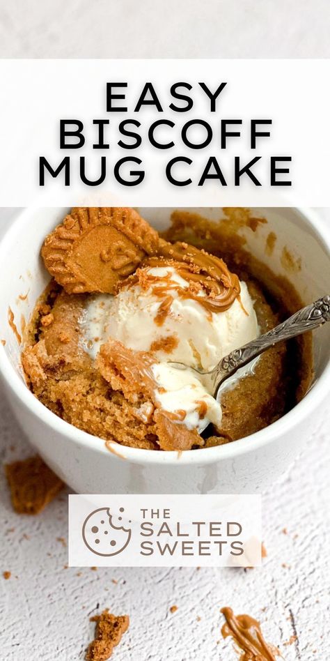 This Easy Biscoff Mug Cake is the perfect way to curb your sweet tooth in less than 5 minutes! Delicious, moist and full or warm flavors. 3 Ingredient Biscoff Cake, Golden Syrup Mug Cake, Honey Mug Cake, Lotus Biscoff Mug Cake, Biscoff Mug Cake, Lotus Biscoff Cake Jar, Biscoff Desserts, Jar Desserts, Biscoff Recipes