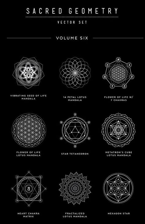 Sacred Geometry Vector, Symbols And Their Meanings, Sanskrit Tattoo, Sacred Geometry Patterns, Sacred Geometry Tattoo, Sacred Geometry Symbols, Muster Tattoos, Geometry Tattoo, Alchemy Symbols