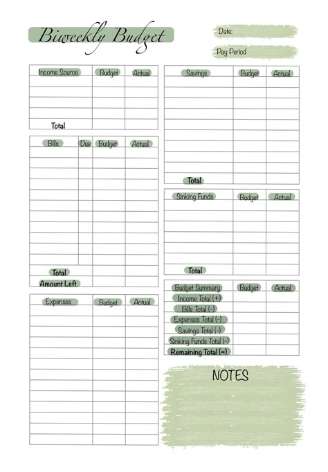 "DESCRIPTION This paycheck budget planner is perfect for those wanting to get their finances in order for this upcoming year. You can use this as a monthly, biweekly, or weekly planner. This can be used for a typical budget or a zero-based budget. A zero-based budget makes sure all of your income is accounted for and budgeted towards a specific expense or savings goal. This means managing your savings, expenses, and debt payments so, at the end of the period, when you subtract expenses and savin Biweekly Budget Printable Free, Budget Planner Biweekly, Biweekly Paycheck Planner, Biweekly Budget Template, Budget Planner Printable Free, Biweekly Budget Planner, Bullet Journal Finances, Paycheck Planner, Bullet Journal Expenses