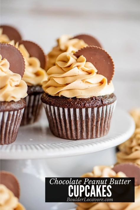 Eggnog Frosting Recipe, Reeses Peanut Butter Cupcakes, Butter Cupcake Recipe, Cupcakes Homemade, Chocolate Peanut Butter Cupcakes, Cupcake Cream, Baker By Nature, Peanut Butter Cupcakes, Butter Cupcakes