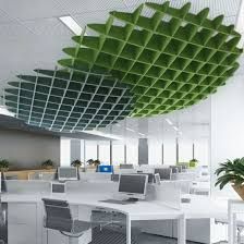 Hanging Acoustic Panels, Acoustic Light, Baffle Ceiling, Cafeteria Design, Acoustic Baffles, Acoustic Ceiling Tiles, Acoustic Ceiling Panels, Acoustic Ceiling, Breakout Area