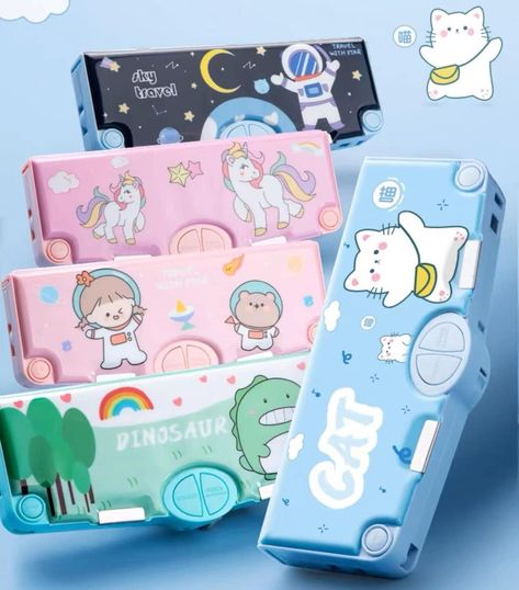 StefIk Multifunction Pop Up Pencil Case Kawaii Cute Cartoon Pencil Box with Scissors Ruler and Pencil Sharpener (Lucky Kitten) Pop Up Pencil Case, Pencil Case Kawaii, Back To School Stationery, Cartoon Pencil, Pencil Storage, Pencil Case Stationery, Pencil Box, Cute School Supplies, Pencil Boxes