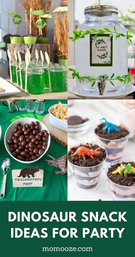 Dinosaur Themed Food, Dino Party Food, Dinosaur Snacks, Party Snack Ideas, Dinosaur Birthday Party Food, Dinosaur Party Food, Dinosaur Food, Jurassic Park Party, Dinosaur Birthday Theme