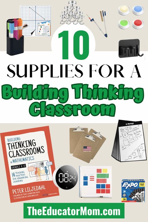 These top-rated supplies for building a thinking classroom will make it fun and engaging for your students. Building Thinking Classrooms in math | Math supplies Thinking Math Classroom, Building A Thinking Classroom, Building A Thinking Classroom Math, Math Thinking Tasks, Building Thinking Classrooms Elementary, Thinking Classroom Setup, Building Thinking Classrooms Set Up, 8th Grade Classroom Ideas, Math Classroom Themes