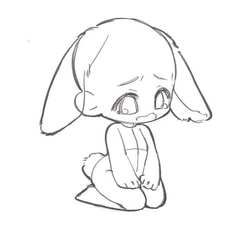 Sketch Bases Pose Reference, Bunny Poses Drawing, Anime Bunny Drawing, Pose Drawing Chibi, Chibi Reference Pose, Pose Reference Chibi, Cute Chibi Poses, Bunny Reference, Poses Chibi