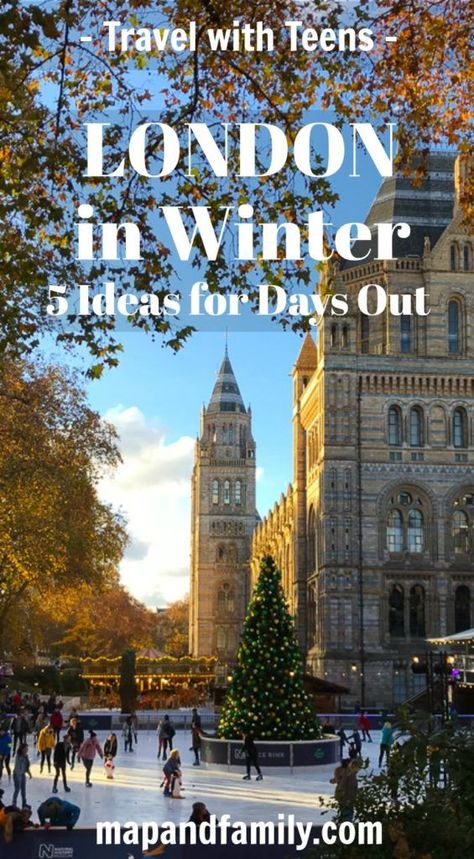 London in Winter: fun things to do on a day out in London with or without teens. Museums with ice rinks, shopping in Piccadilly, London's historic shopping arcades, small historic houses, small theatres, winter walks in London. #familytravel #travelwithteens #LondoninWinter #citybreak #London #TowerBridge #HamptonCourtPalaceiceskating London In Winter, Winter City Break, Days Out In London, Big Ben Clock, Winter Travel Destinations, London Trip, Living In London, London Baby, United Kingdom Travel