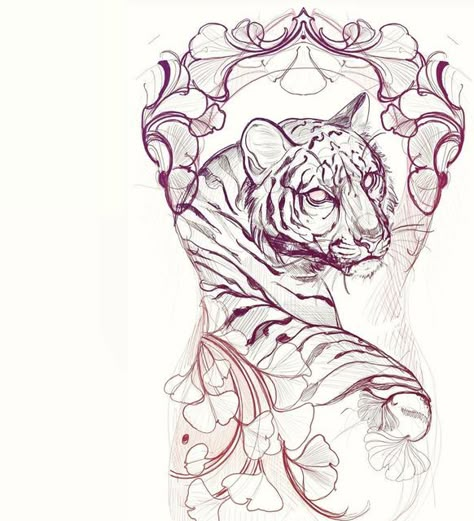 Stipple Butterfly Tattoo, Neotraditional Spider, Neo Traditional Animals, Big Cat Tattoo For Women, Cat Back Tattoo, Tattoo Templates Stencil, Animal Back Tattoo, Cute Tiger Tattoo, Neo Trad Tattoo Design