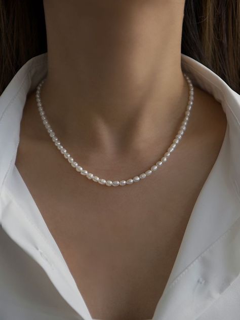 Danty Pearl Necklace, Pretty Pearl Necklace, Pearl Short Necklace, Short Pearl Necklace, Perl Neckles Simple, Dainty Pearl Jewelry, Trendy Pearl Necklace, Pearl Jewelry Necklace Simple, Peral Necklace