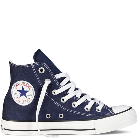 Chuck Taylor All Star Classic Colors - Navy - Converse Converse Azul, Shoes Sneakers Converse, Color Converse, Baskets Converse, Chuck Taylor Shoes, High Top Chucks, Blue High Tops, Blue Converse, All Star Shoes